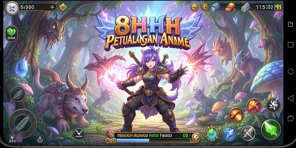 Screenshot dari gameplay 8HHH menampilkan pertarungan karakter anime.