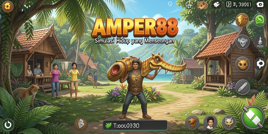 Tampilan gameplay simulasi kehidupan di AMPER88 yang menarik.