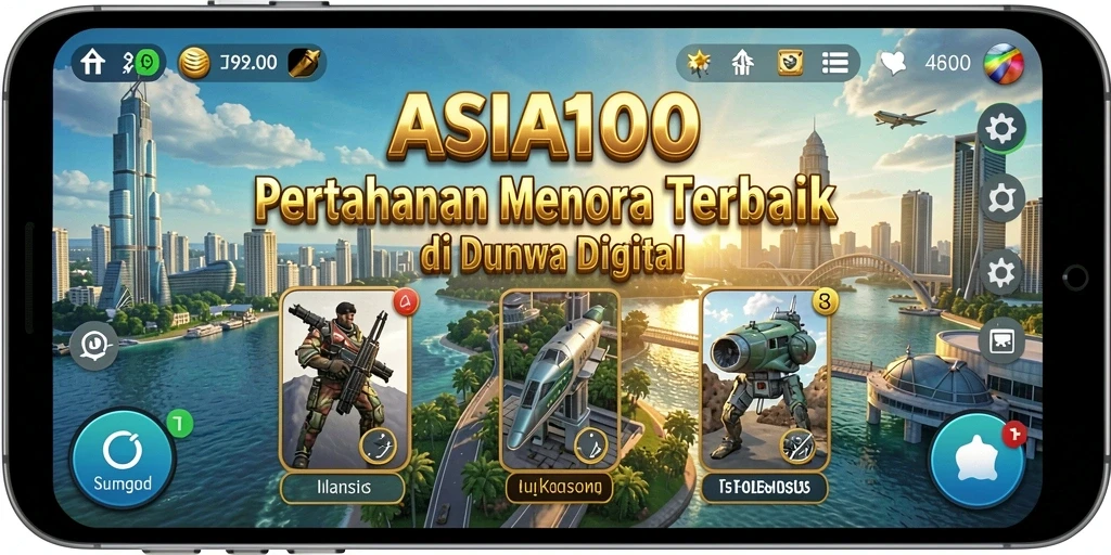 Tampilan gameplay dari ASIA100 yang menakjubkan dalam Tower Defense.