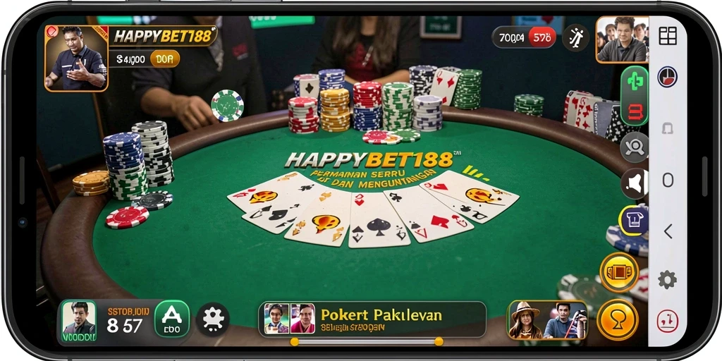 Screenshot gameplay intens dari permainan poker di HAPPYBET188.