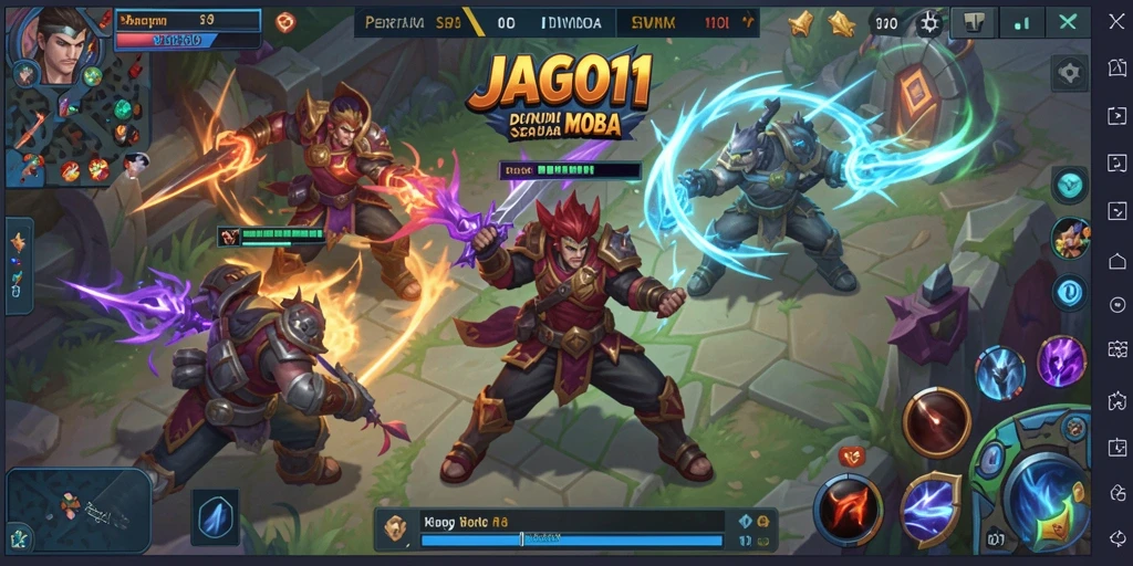 Tangkapan layar gameplay JAGO11 menampilkan pertempuran intens antar tim.
