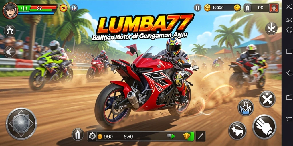Tampilan gameplay seru di LUMBA77 dengan motor balap yang bertenaga.
