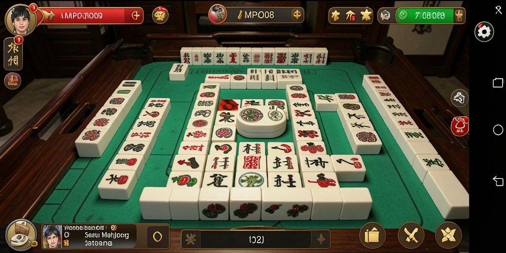 Screenshot MPO08 menampilkan gameplay Mahjong yang dinamis dan menarik.
