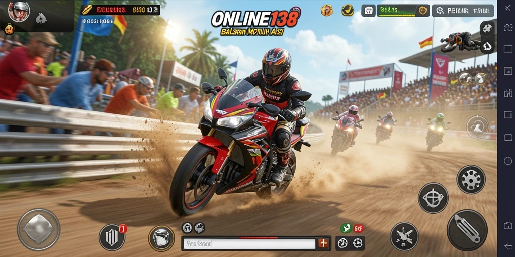 Gameplay seru dengan balapan motor di trek menantang.