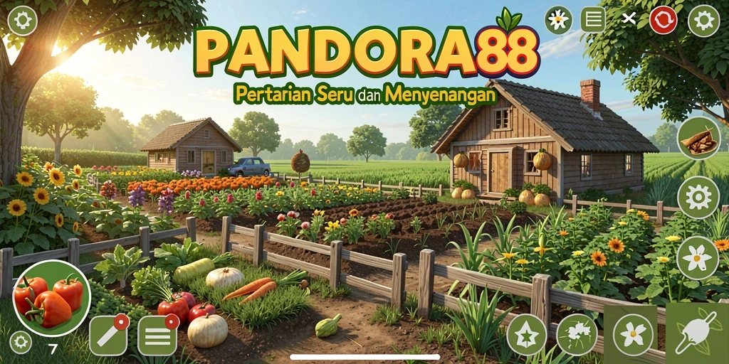 Screenshot utama PANDORA88 menunjukkan gameplay seru berkebun.
