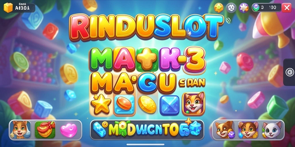 Gameplay seru RINDUSLOT dengan tantangan Match-3 yang menarik.