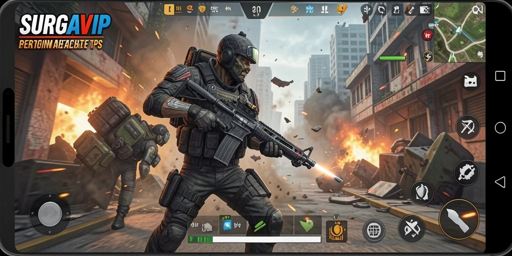 Tampilan gameplay intens dan seru dari SURGAVIP.