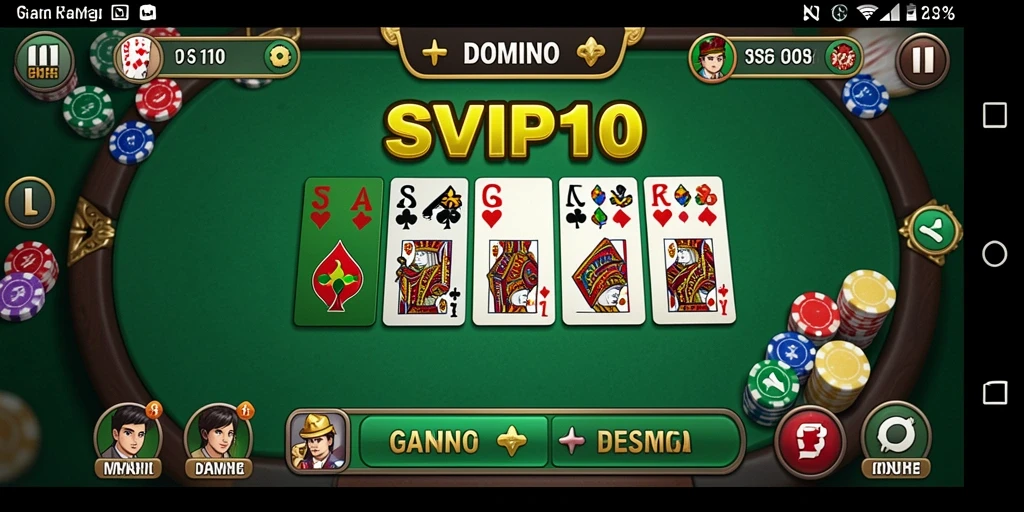 Screenshot game SVIP10 yang menampilkan momen bermain Domino yang seru.