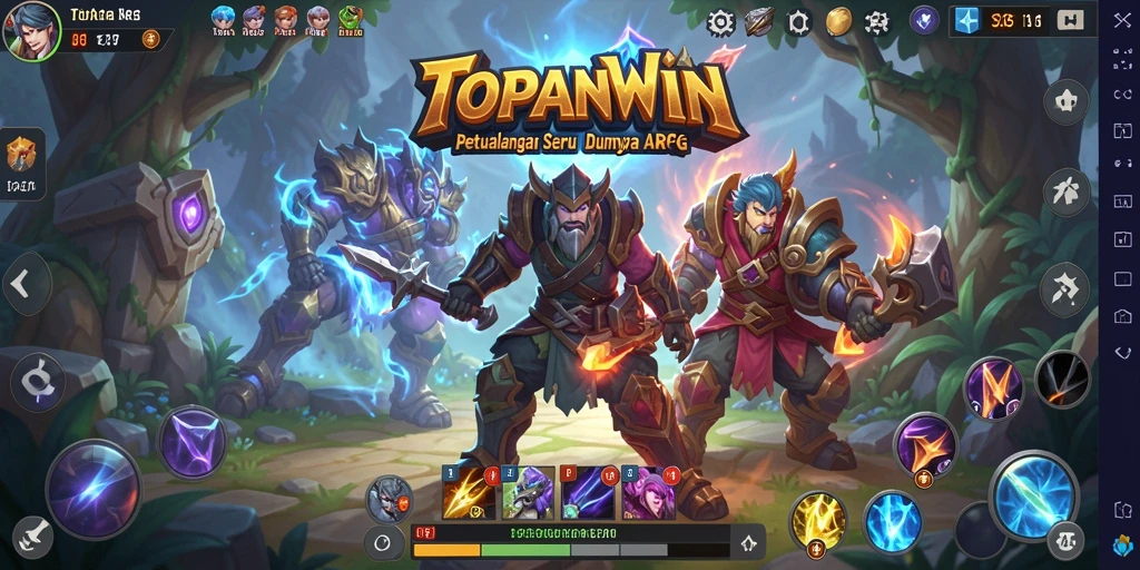 Screenshot utama menunjukkan gameplay seru dalam dunia ARPG TOPANWIN.