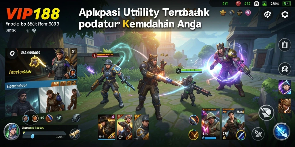Tampilan utama aplikasi VIP188 dengan fitur-fitur Utility yang lengkap.
